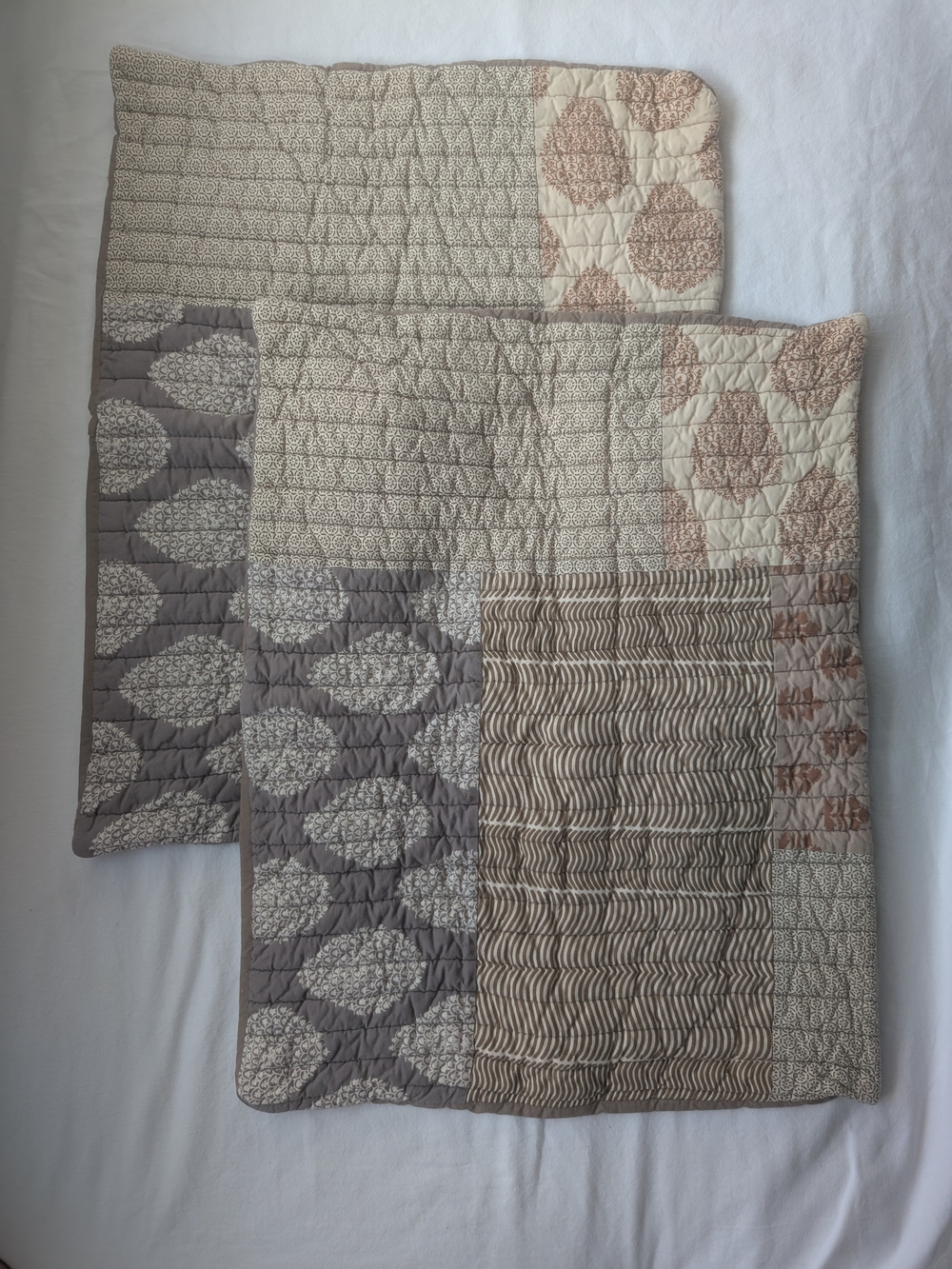 Crate&Barrel Jaipur Patchwork Quilted Throw Standard Sham Pillow Covers - 2